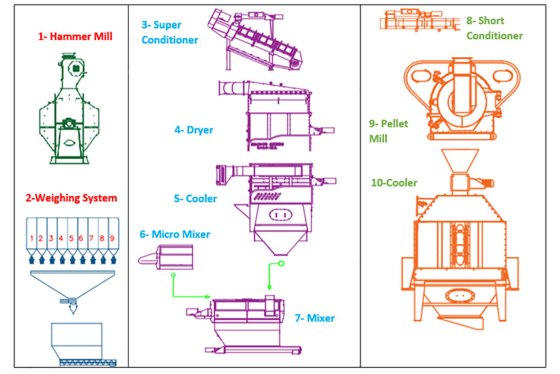 Proposed new design for the feed pellet production line