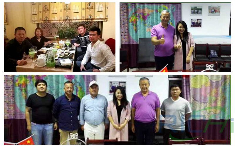 Customers from Uzbekistan take photos with Richi employees